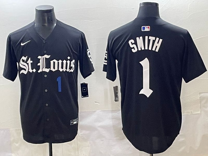 Men 2025 St.Louis Cardinals #1 Smith Black Five generations Joint Name Nike MLB Jersey style 8
